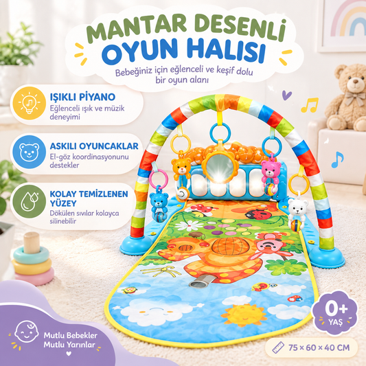 Işıklı ve Müzikli Piyanolu Bebek Oyun Halısı - Hayvan Figürlü Gelişim Matı (0+ Ay)