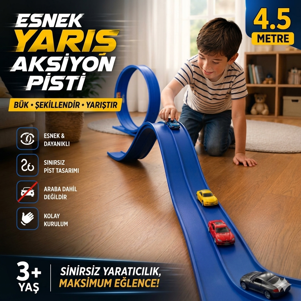 Esnek Yarış-Aksiyon Pisti 4.5 Mt - Flex track